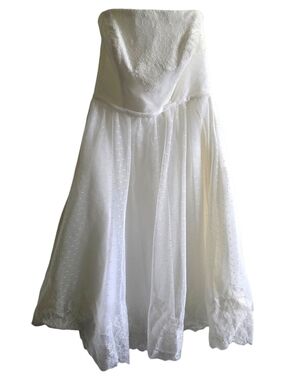 Galina Strapless Lace & Swiss Tea Length Wedding Dress